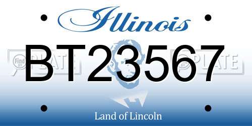BT23567 Illinois License Plate