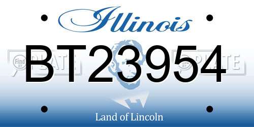 BT23954 Illinois License Plate