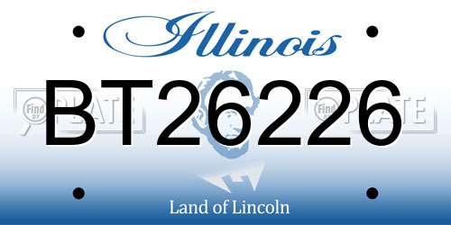 BT26226 Illinois License Plate