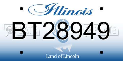 BT28949 Illinois License Plate