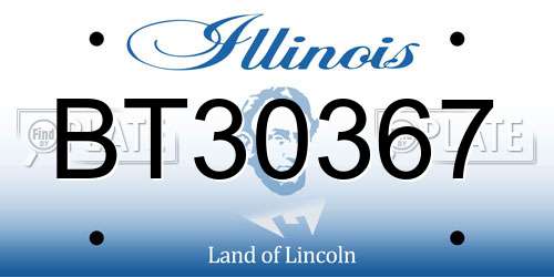 BT30367 Illinois License Plate
