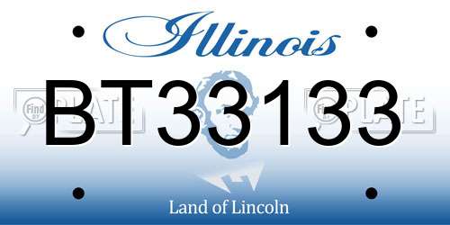 BT33133 Illinois License Plate