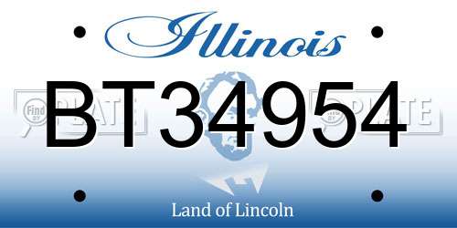 BT34954 Illinois License Plate