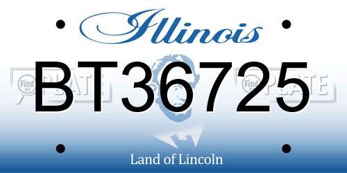 BT36725 Illinois License Plate
