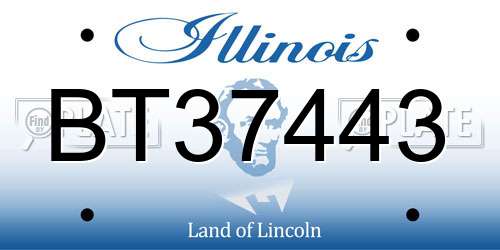 BT37443 Illinois License Plate