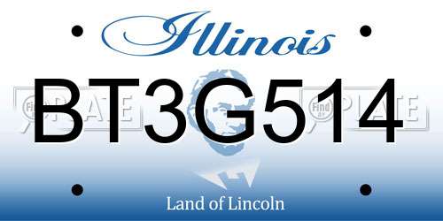 BT3G514 Illinois License Plate
