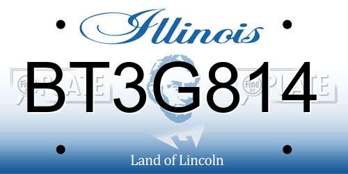 BT3G814 Illinois License Plate