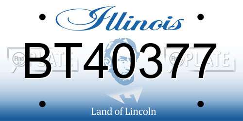 BT40377 Illinois License Plate