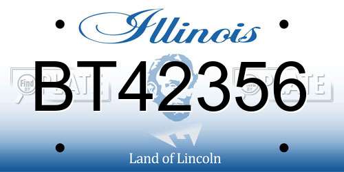 BT42356 Illinois License Plate