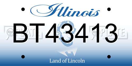 BT43413 Illinois License Plate