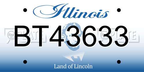 BT43633 Illinois License Plate