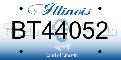 BT44052 Illinois License Plate