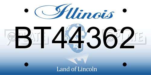 BT44362 Illinois License Plate