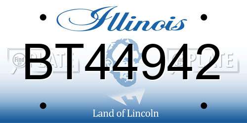 BT44942 Illinois License Plate