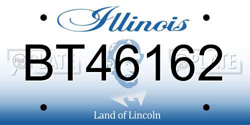 BT46162 Illinois License Plate