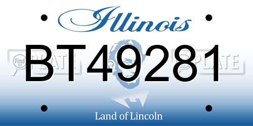 BT49281 Illinois License Plate