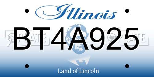 BT4A925 Illinois License Plate