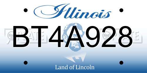 BT4A928 Illinois License Plate