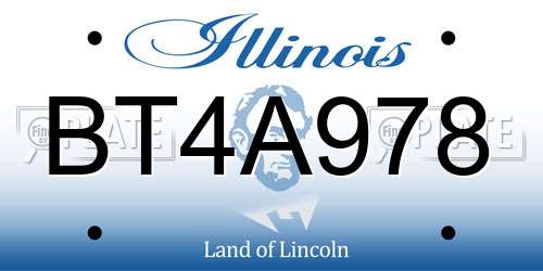 BT4A978 Illinois License Plate
