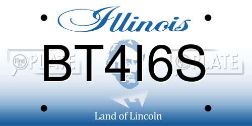 BT4I6S Illinois License Plate