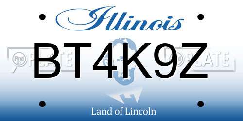 BT4K9Z Illinois License Plate