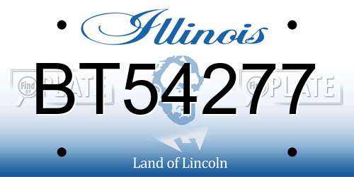 BT54277 Illinois License Plate