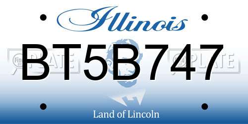 BT5B747 Illinois License Plate