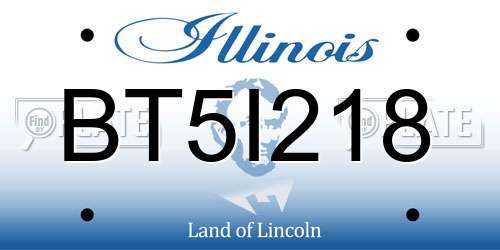 BT5I218 Illinois License Plate