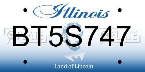 BT5S747 Illinois License Plate