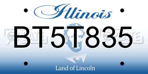 BT5T835 Illinois License Plate