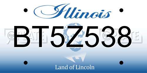 BT5Z538 Illinois License Plate