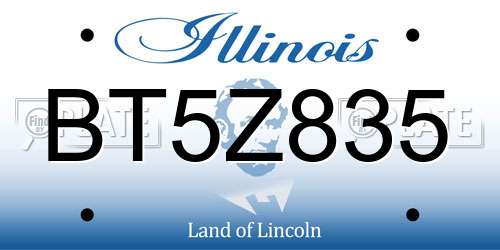 BT5Z835 Illinois License Plate