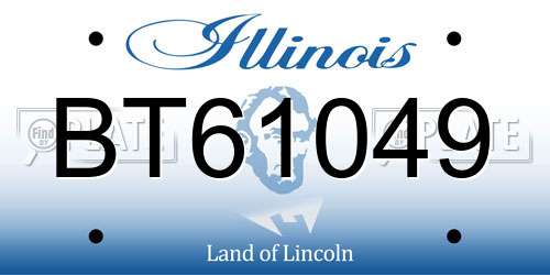 BT61049 Illinois License Plate
