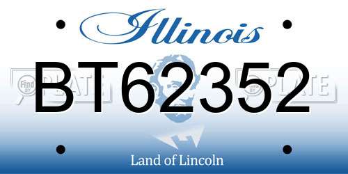 BT62352 Illinois License Plate