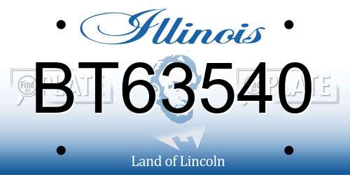 BT63540 Illinois License Plate