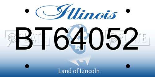 BT64052 Illinois License Plate