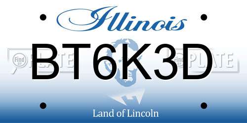 BT6K3D Illinois License Plate