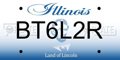 BT6L2R Illinois License Plate