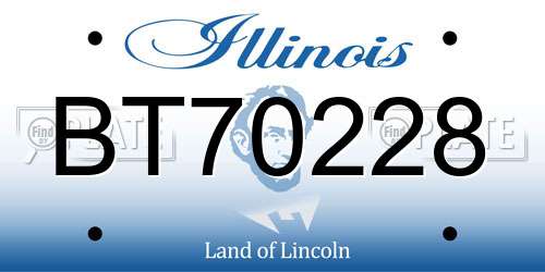 BT70228 Illinois License Plate
