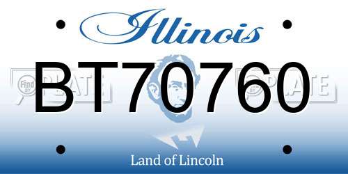 BT70760 Illinois License Plate