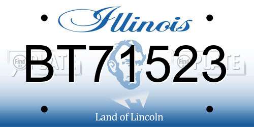 BT71523 Illinois License Plate