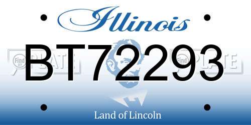 BT72293 Illinois License Plate