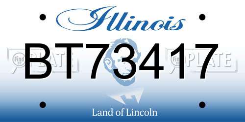 BT73417 Illinois License Plate