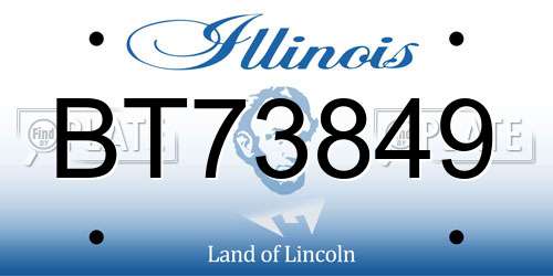 BT73849 Illinois License Plate