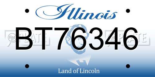 BT76346 Illinois License Plate