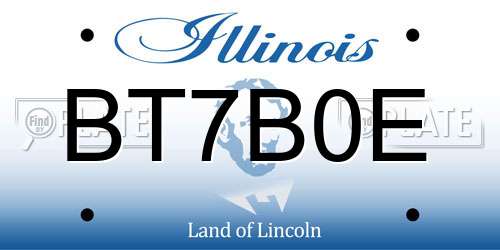 BT7B0E Illinois License Plate