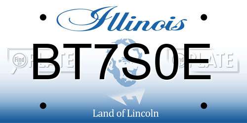 BT7S0E Illinois License Plate
