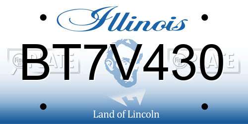 BT7V430 Illinois License Plate