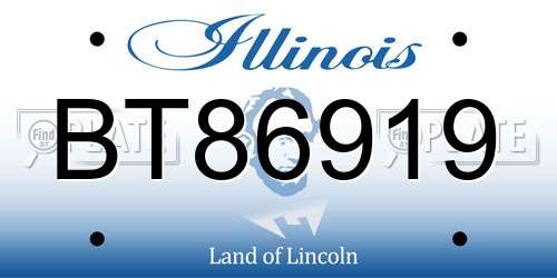 BT86919 Illinois License Plate