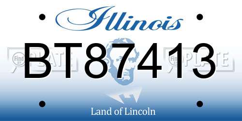 BT87413 Illinois License Plate
